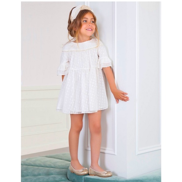 NEW Abel + Lola White & Gold Girls Dress NWT - Picture 1 of 6